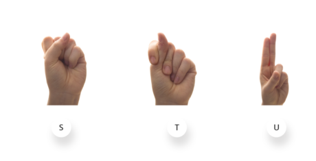 ASL alphabets S-T-U