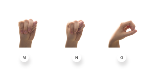 ASL alphabets M-N-O