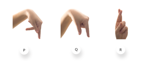ASL alphabets P-Q-R