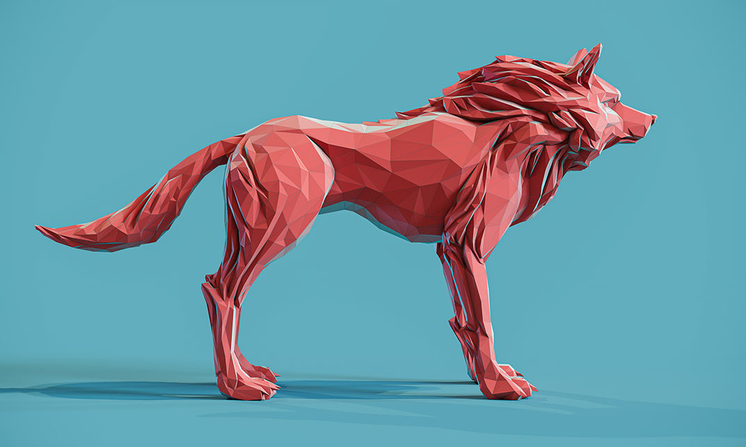 Low Poly Wolf in Cinema 4D